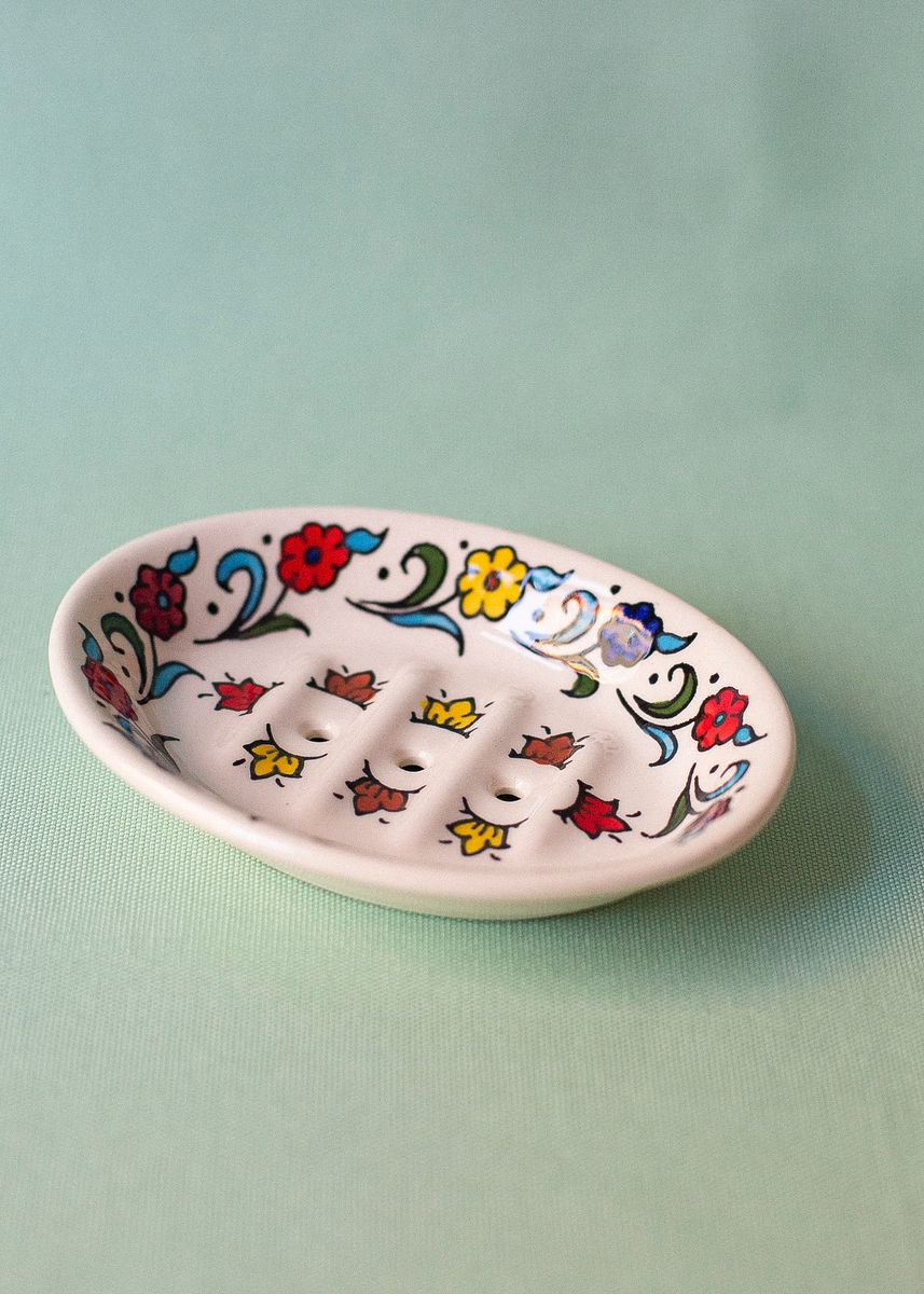 Såpeskål i keramikk, flerfarget