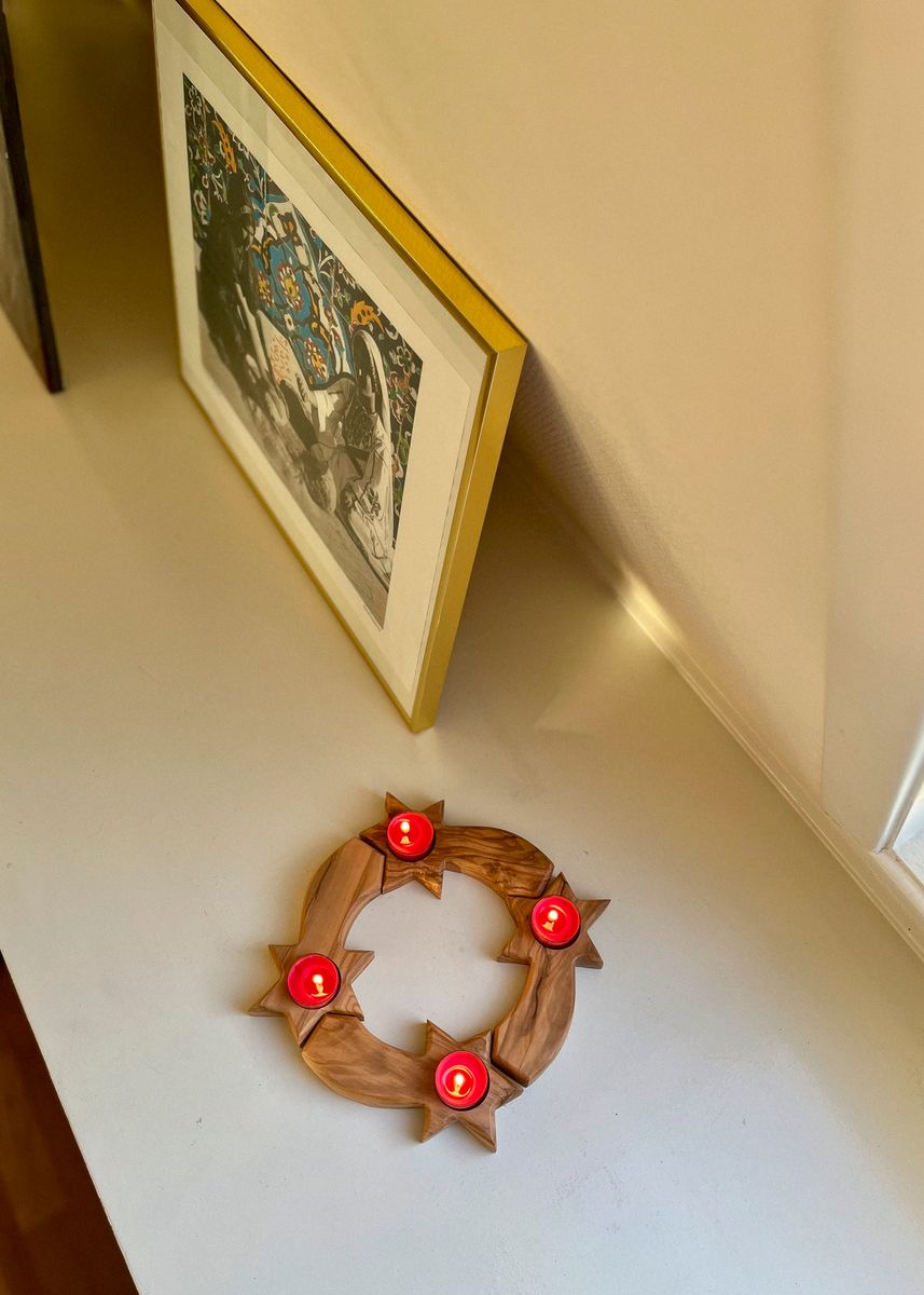 Lysestake i oliventre, sett med 4 deler 