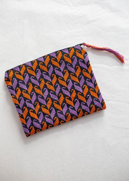 Hovedbilde Brodert pung, lilla og oransje
