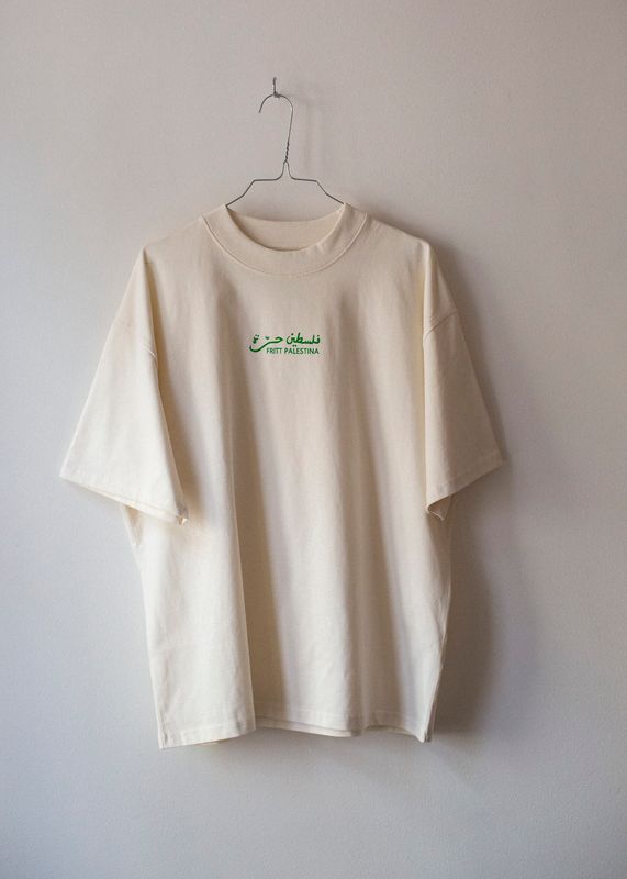 Silketrykket T-skjorte - Fritt Palestina, lys