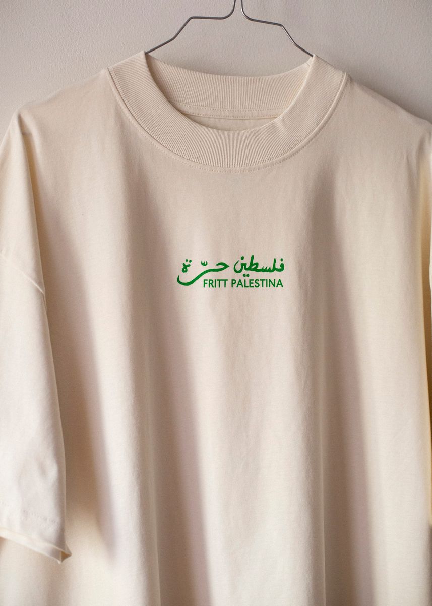 Silketrykket T-skjorte - Fritt Palestina, lys