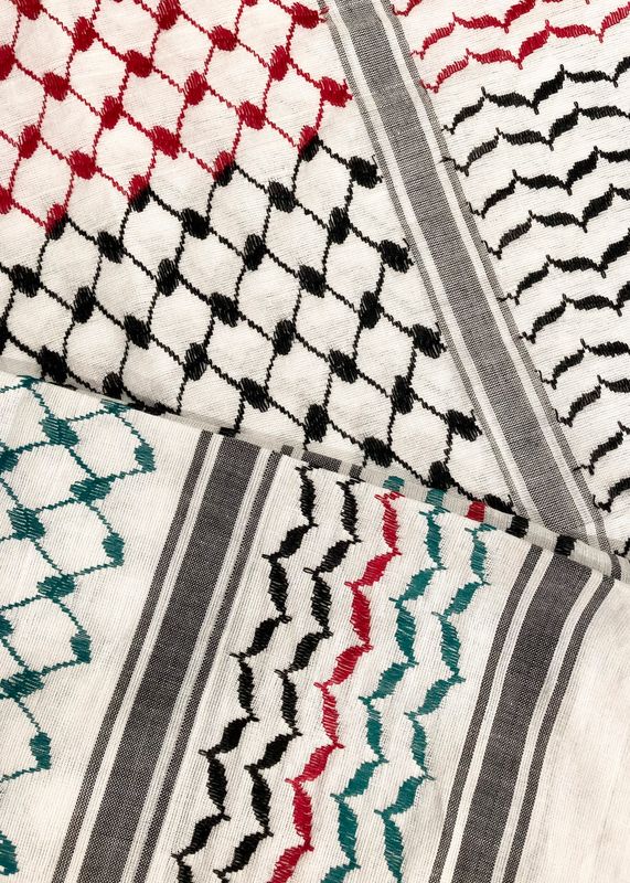 Stor keffiyeh, hvit, svart, grønn og rød