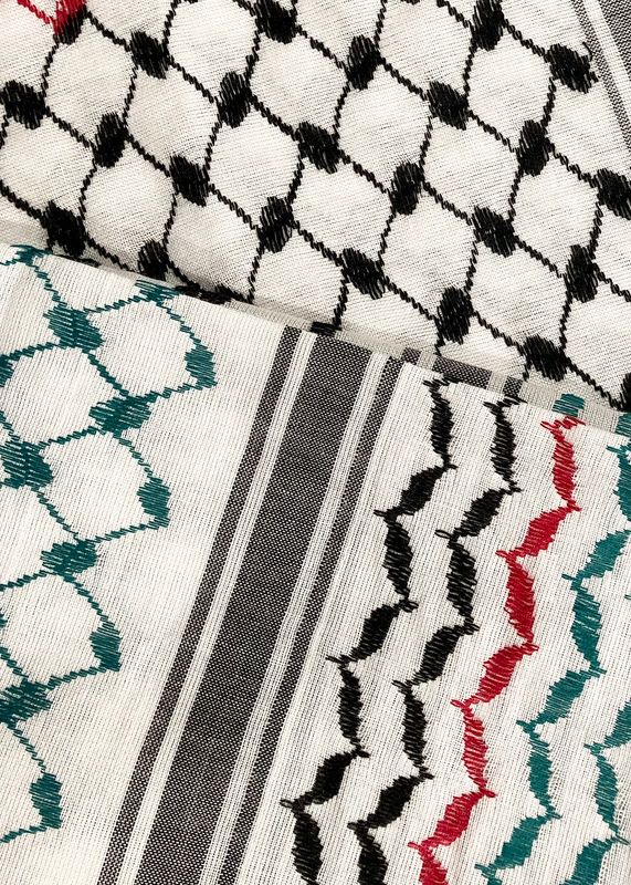 Stor keffiyeh, hvit, svart, grønn og rød