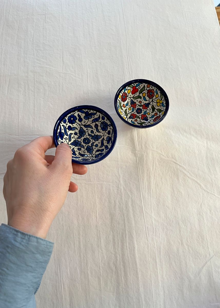 Keramikkskål, blå 9 cm